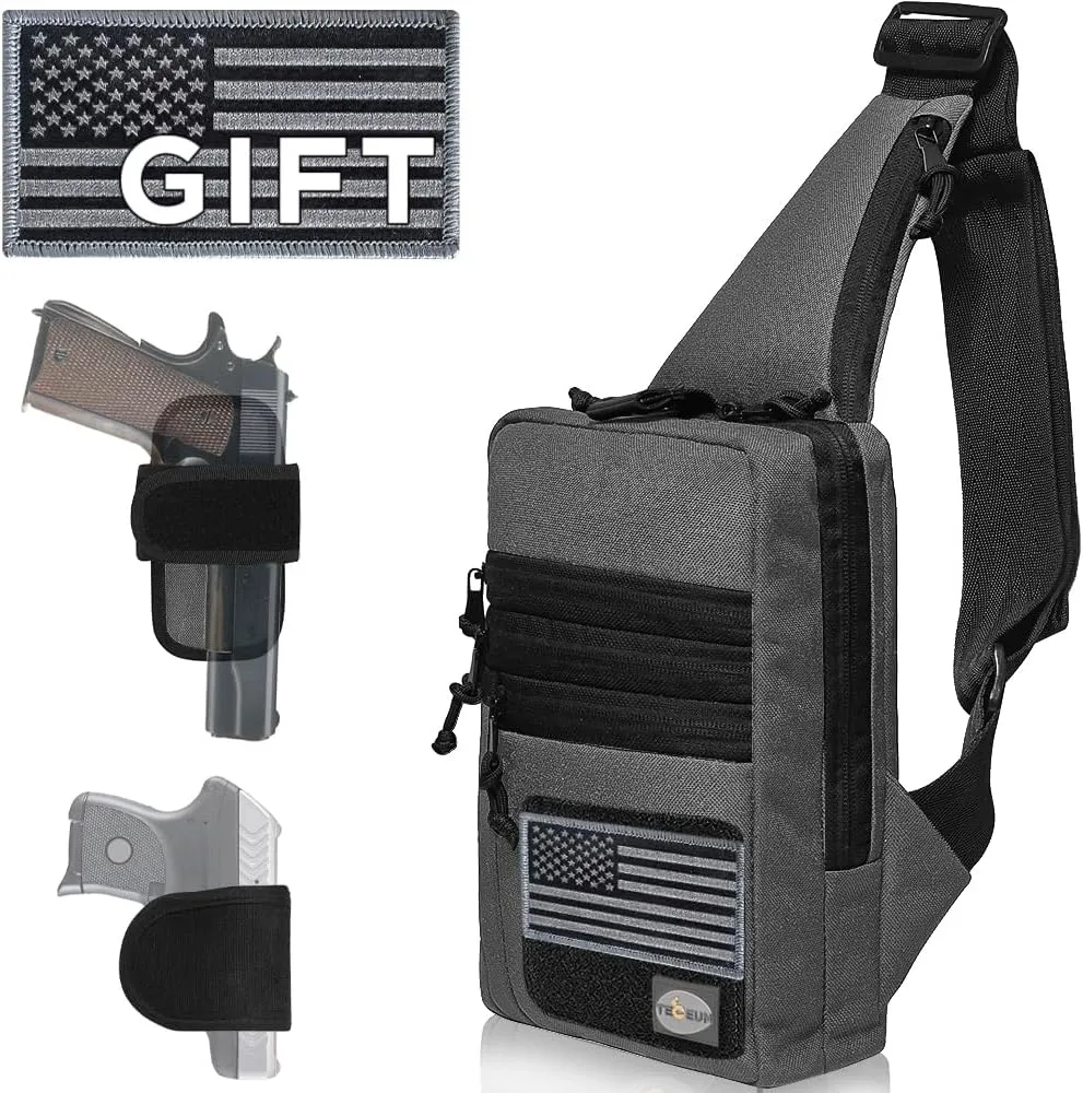 TECEUM Tactical Compact Sling Bag – CCW for Everyday – 10  Styles – Shoulder Crossbody Bag for Concealed Carry of Handgun