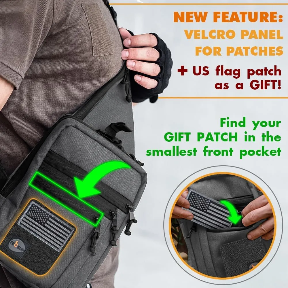TECEUM Tactical Compact Sling Bag – CCW for Everyday – 10  Styles – Shoulder Crossbody Bag for Concealed Carry of Handgun