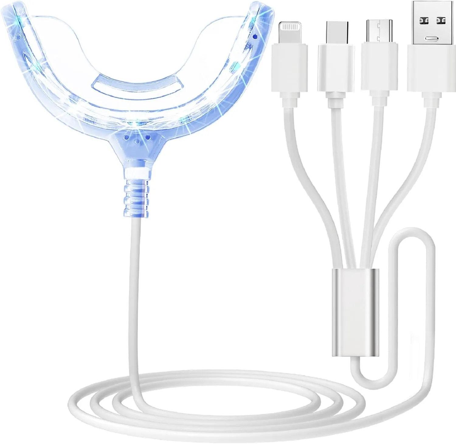 Teeth Whitening Accelerator Light, 16x More Powerful Blue LED Light, Mouth Tray Teeth Whitening Enhancer Light Trays Connected with iPhone/Micro-USB Android/USB for Home Use