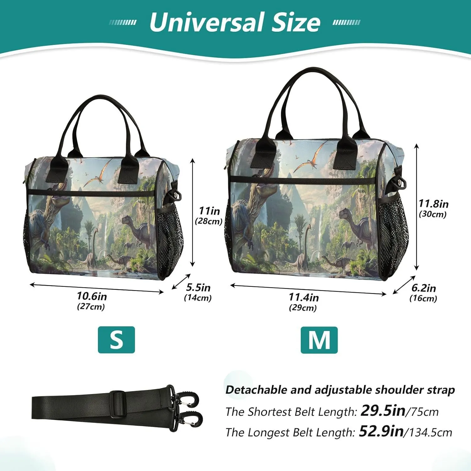 This Image Presents A Vivid Prehistoric Scene Full Of Vitality and Vigor Large Lunch Box for Men Women Adults Insulated Lunch Bag Cooler Bag with Adjustable Shoulder Strap for Work Picnic Travel