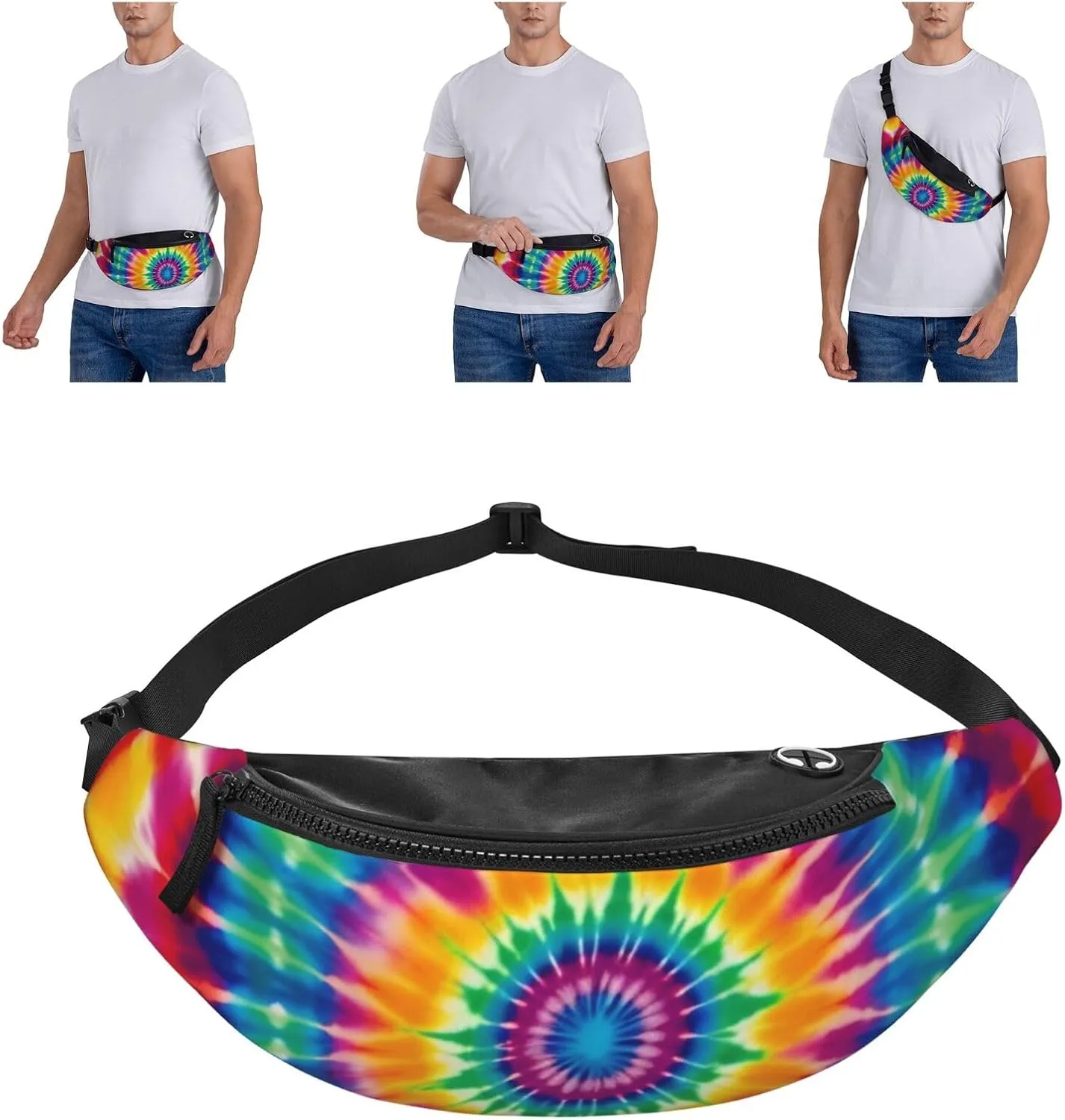 Tie Dye Pattern Fanny Pack for Man Women Waist Bag Adjustable Belt Casual Chest Bag Bum Bags for Travel Sports Running Hiking Waist Packs