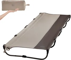 TIMBER RIDGE Lightweight Aluminum Camping Cot, 20-Second Quick Set-Up Folding Cot with Zipper Closure, Portable Carry Bag Included for Camping, Travel and Outdoors, Support up to 225lbs, Tan