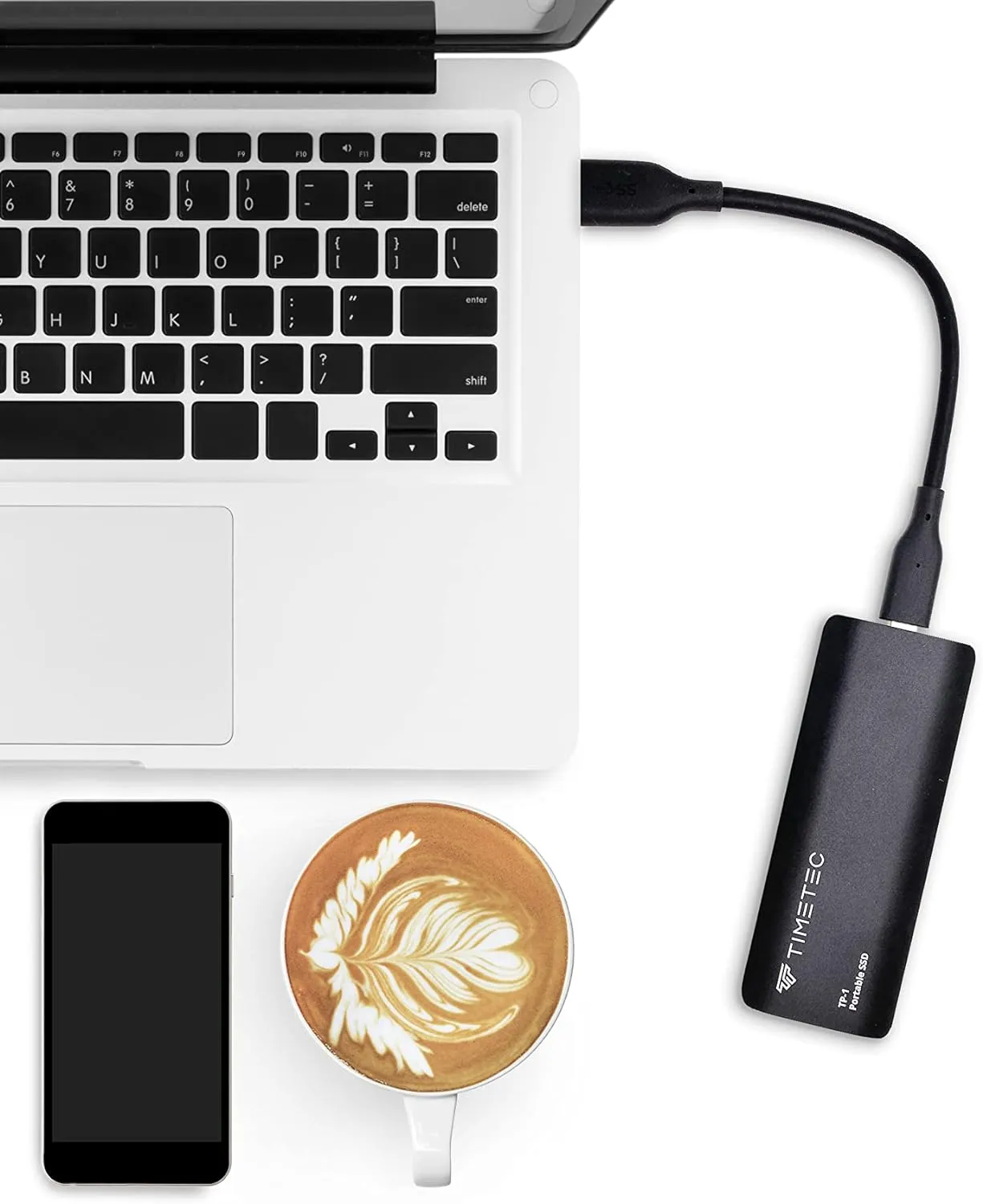 Timetec 256GB Portable External SSD USB3.2 Gen2 Type C Up to 550MB/s Ultra-Light Aluminum Mini External Solid State Drive with USB C to A Cable/USB A to C adapter for Desktops/Laptop/Mac/Mobile- Black