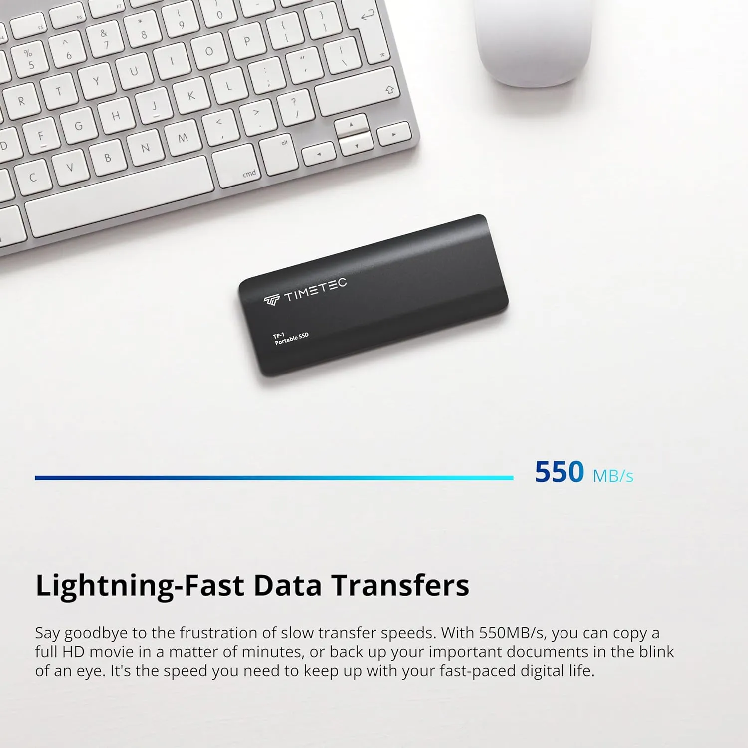 Timetec 256GB Portable External SSD USB3.2 Gen2 Type C Up to 550MB/s Ultra-Light Aluminum Mini External Solid State Drive with USB C to A Cable/USB A to C adapter for Desktops/Laptop/Mac/Mobile- Black