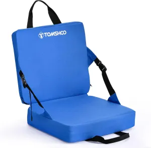TOMSHOO Portable Stadium Seat Cushion with Backrest Waterproof Nylon Bleacher Cushion Ultralight Seat Padding with Back Support for Sports Fishing Kayaks Camping Concerts Outdoor Activities