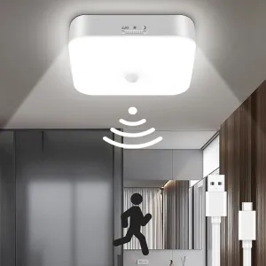 TOOWELL Rechargeable Motion Sensor Ceiling Light Indoor - 10000mAh Battery Operated Closet Light,500LM Motion Activated Wireless Lights for Closet Shower Bathroom Pantry Hallway Porch Stair 5000K
