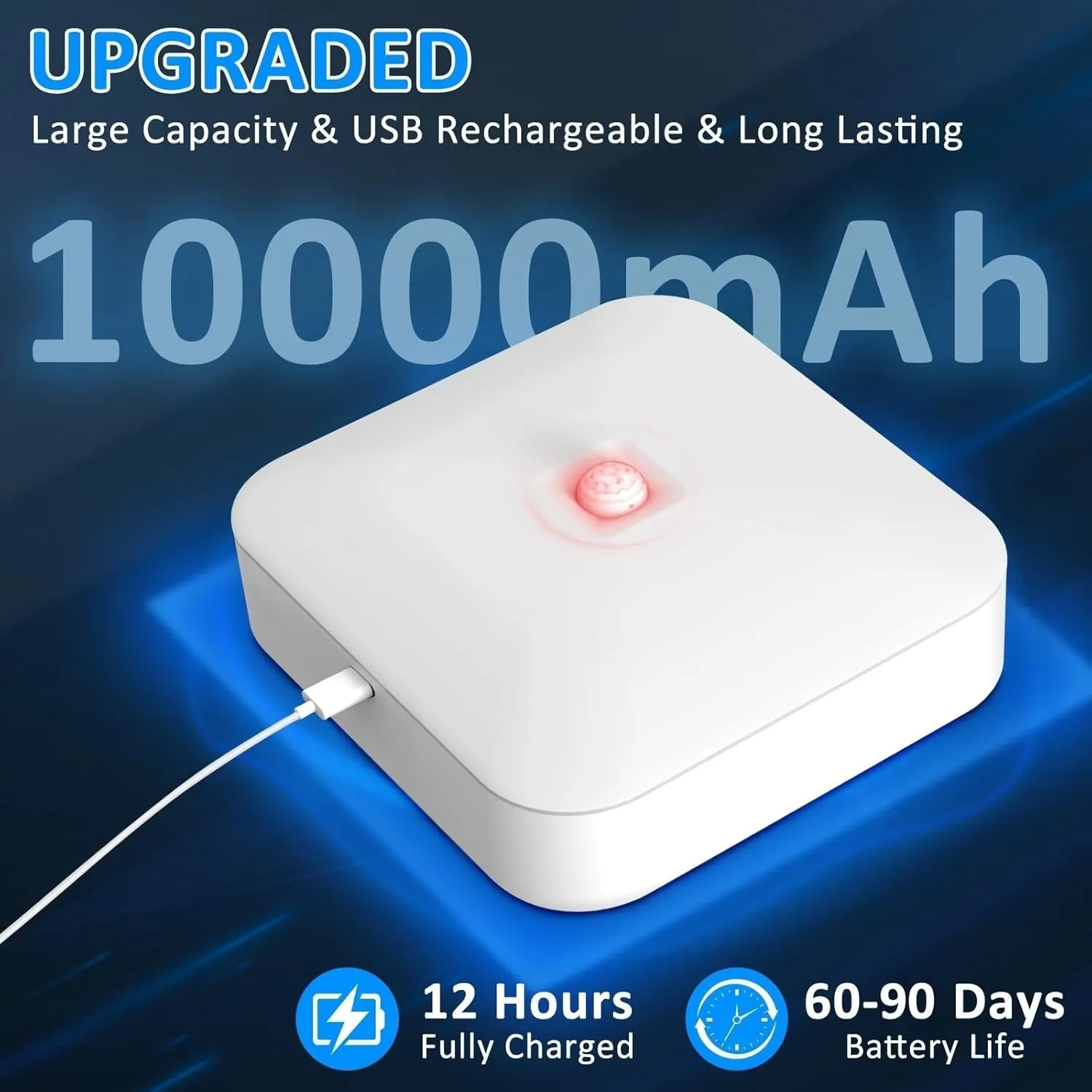 TOOWELL Rechargeable Motion Sensor Ceiling Light Indoor - 10000mAh Battery Operated Closet Light,500LM Motion Activated Wireless Lights for Closet Shower Bathroom Pantry Hallway Porch Stair 5000K