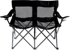 Trademark Innovations Loveseat Style 2-Seater Camp Chair with Steel Frame and Mesh Seat with Back