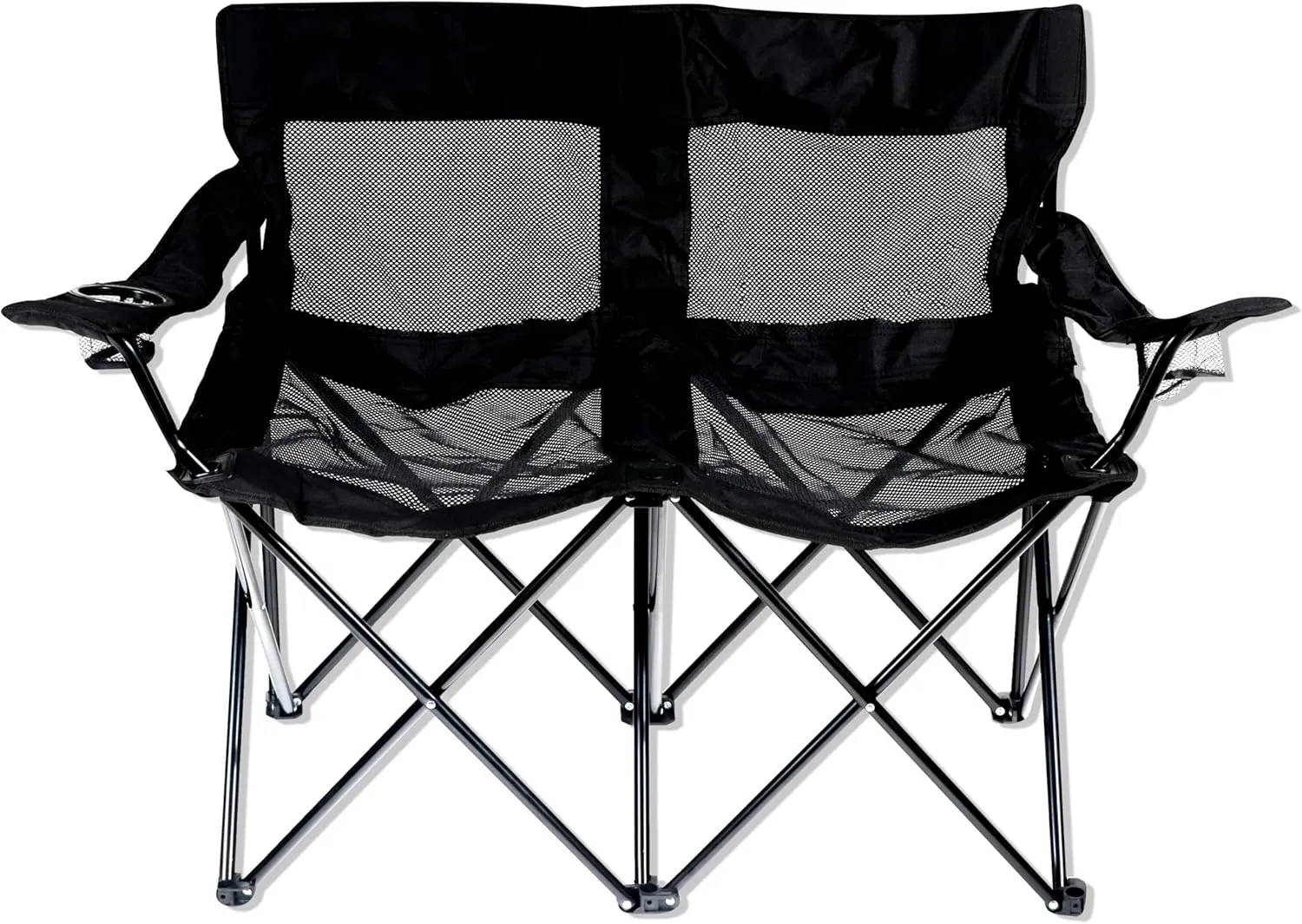 Trademark Innovations Loveseat Style 2-Seater Camp Chair with Steel Frame and Mesh Seat with Back