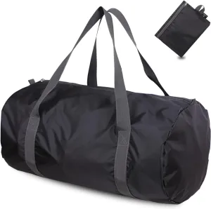 Travel Bag Foldable,Portable Lightweight Gym Bag,Sports Duffel Bags for Women&Men - for Camp, Fitness, and Short tours, shopping (Black, M)