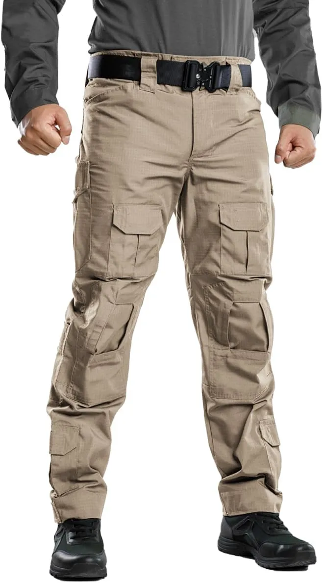 TRGPSG Men's Hiking Pants, Ripstop Camo Cargo Pants, Multi-Pocket Casual Work Pants