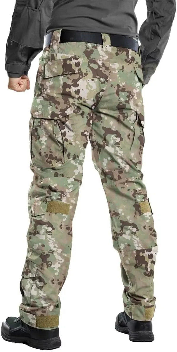 TRGPSG Men's Hiking Pants, Ripstop Camo Cargo Pants, Multi-Pocket Casual Work Pants