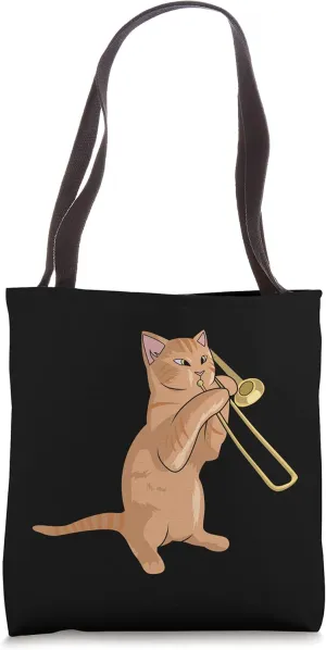 Trombone Playing Jazz Cat For Kitty Loving Musicians Tote Bag