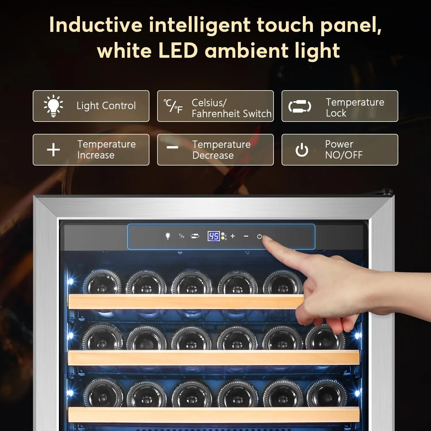 Tylza Upgraded 154 Bottles Wine Cooler Refrigerator, 24 Inch Tall Wine Fridge Built-in or Freestanding with Professional Compressor, Low Noise Fast Cooling and Intelligent Temperature Memory