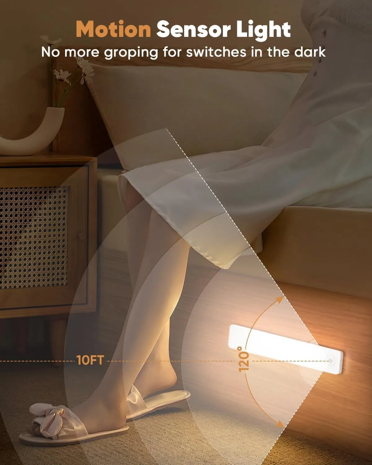 Under Cabinet Lighting, 3 Color Temperatures Motion Sensor Light Indoor, USB Rechargeable Battery Operated Closet Lights, Wireless Dimmable LED Cabinet Lights, Under Counter Light for Kitchen (2 Pack)