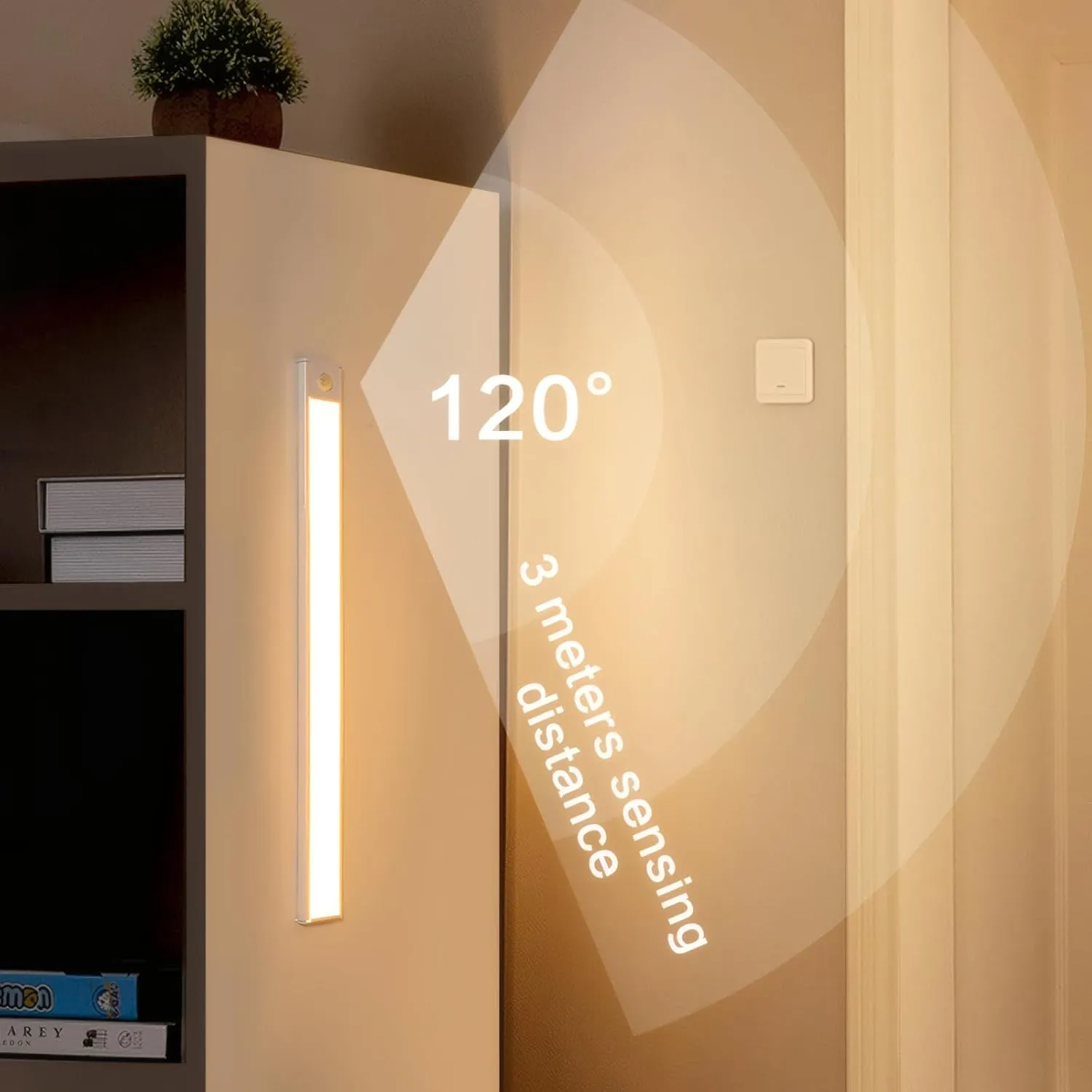 Under Cabinet Lighting Wireless, LED Under Counter Lights for Kitchen 2400mAh, Motion Activated Under Cabinet Lights with 3 Color Temps, USB Rechargeable Indoor Kitchen Fixtures (1 Pack, 8 inches)