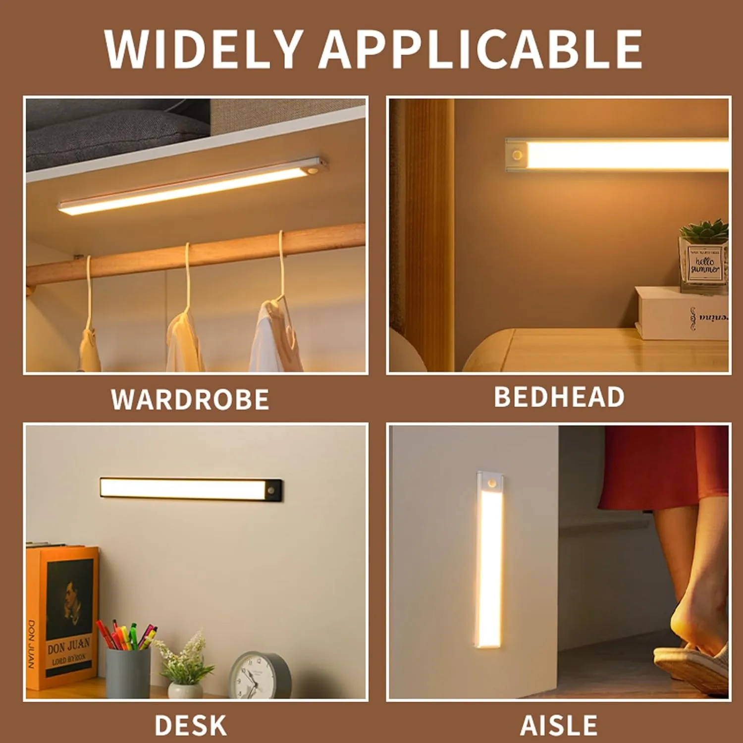 Under Cabinet Lighting Wireless, LED Under Counter Lights for Kitchen 2400mAh, Motion Activated Under Cabinet Lights with 3 Color Temps, USB Rechargeable Indoor Kitchen Fixtures (1 Pack, 8 inches)