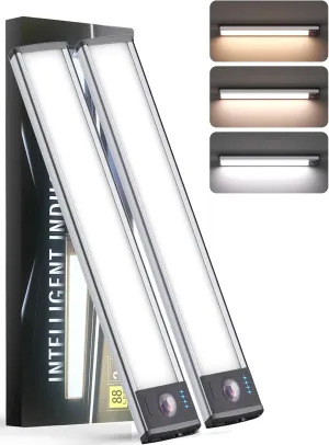 Under Cabinet Lighting（2 Pack）,Long Endurance Rechargeable Battery 88 LED 3 Color Lights, Motion Sensor Light Indoor, Dimmable Night Light, Closet Lights for Kitchen Wireless,Stick-On Cabinet Lights.