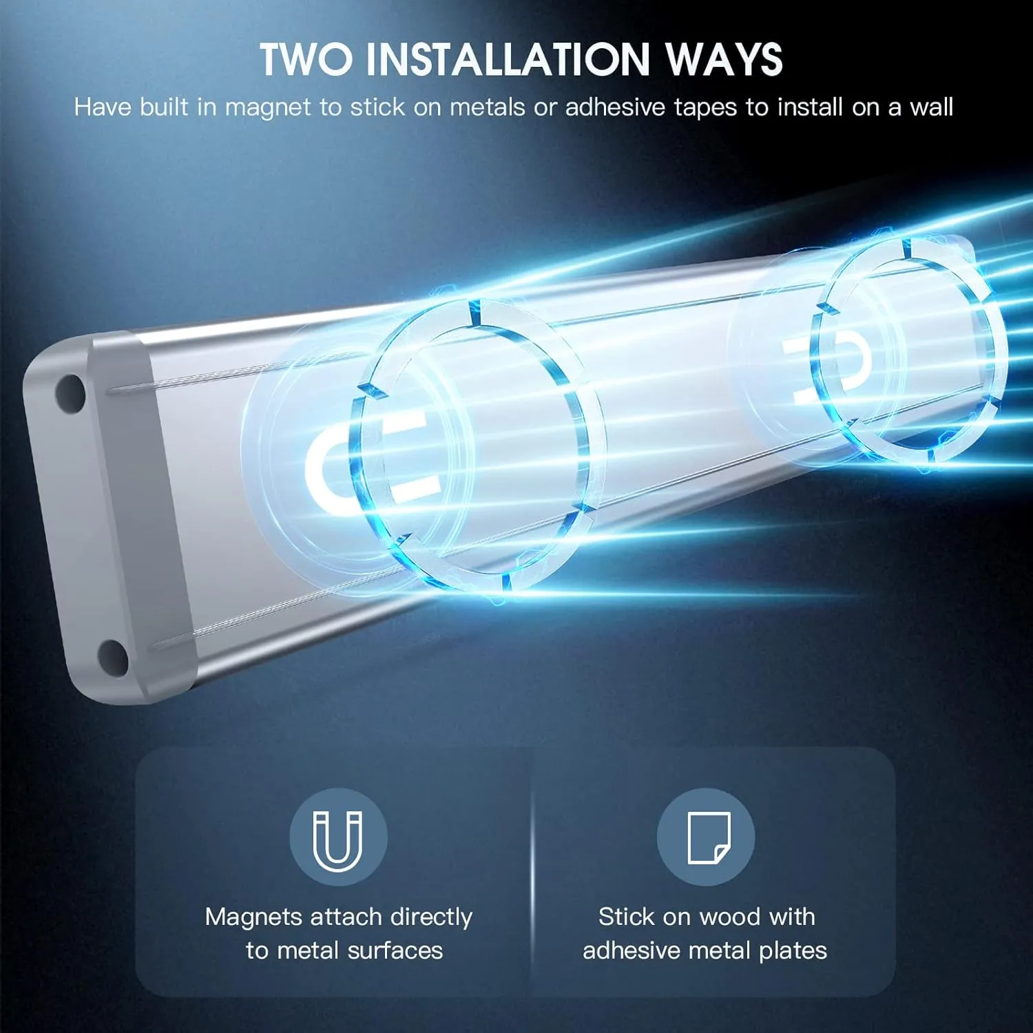 Under Cabinet Lights, 63 LED Rechargeable Battery Operated Motion Sensor Light Indoor, 2 Pack Magnetic Dimmable Closet Lights, Wireless Under Counter Lights for Kitchen, Stairs