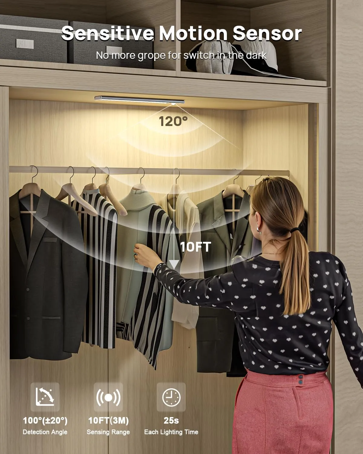 Under Cabinet Lights with Remote Control,2500mAh USB Rechargeable Motion Sensor Light Indoor,350 Lumen LED Closet Light,3 Color Temps Wireless Under Counter Lights for Kitchen, Wardrobe,Hallway,7 Pack