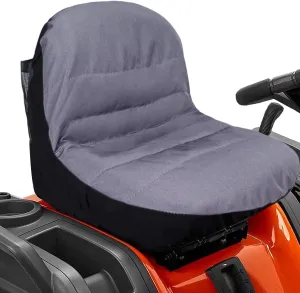 Universal Riding Lawn Mower Seat Cover, Compatible with John Deere, Craftsman, Cub Cadet, Kubota, Waterproof Seat Cover Fits Tractor seat backrests 12.5" - 14" H Without armrests (Grey)