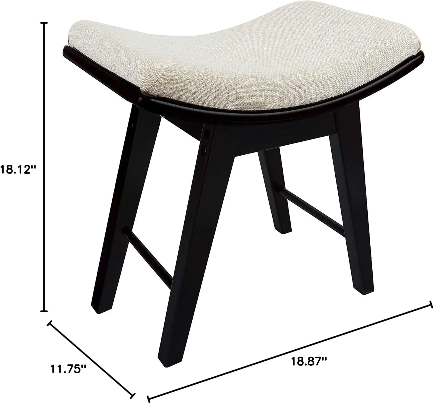URFORESTIC Vanity Stool, Modern Makeup Dressing Stool with Concave Seat Surface,Capacity 300lb, Easy Assembly (Black)