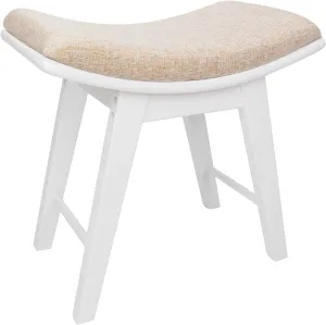 URFORESTIC Vanity Stool, Modern Makeup Dressing Stool with Concave Seat Surface,Capacity 300lb, Easy Assembly (White)