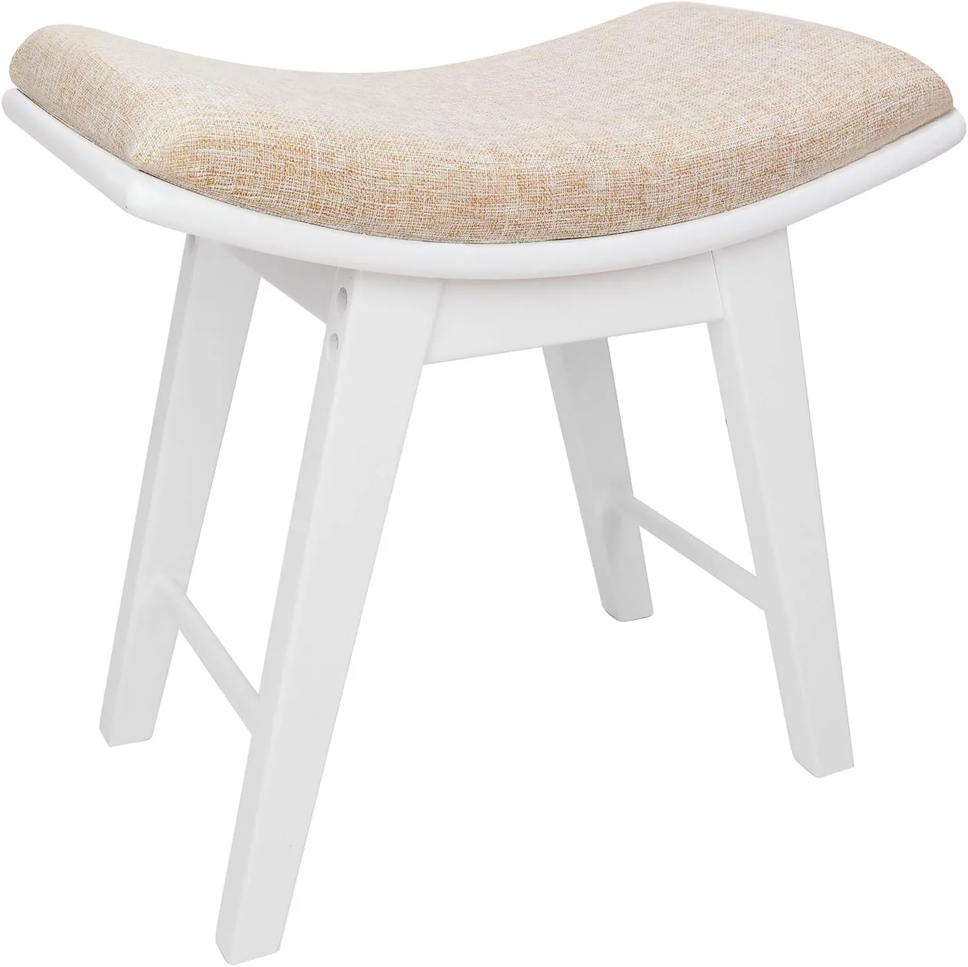 URFORESTIC Vanity Stool, Modern Makeup Dressing Stool with Concave Seat Surface,Capacity 300lb, Easy Assembly (White)