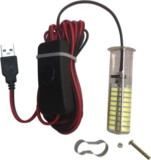 USB LED Charging 5V Underwater Fishing Light Fish Attracting Light,Night Fishing Light Portable Field Lighting Submersible Fishing Light 6W Finder Camping Squid Light 13ft,Cool White