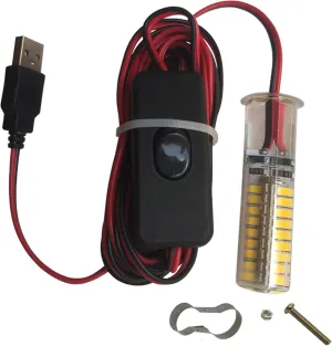 USB LED Charging 5V Underwater Fishing Light Fish Attracting Light,Night Fishing Light Portable Field Lighting Submersible Fishing Light 6W Finder for Camping 32.8ft,Warm White