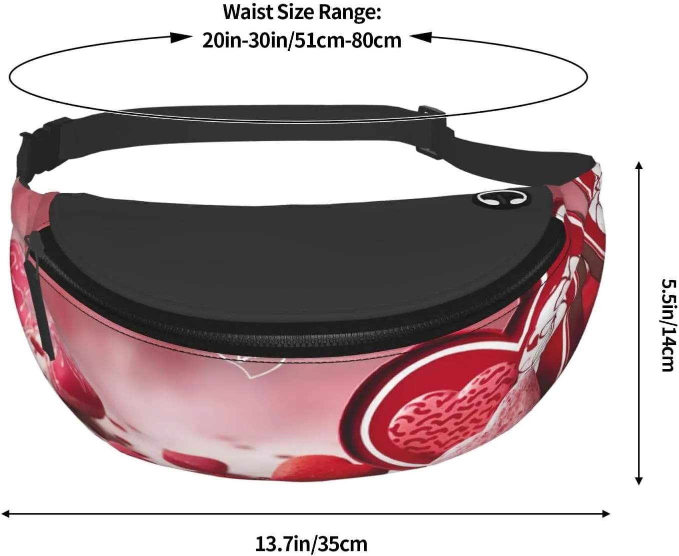 Valentine Day Fanny Pack for Man Women Waist Bag Adjustable Belt Casual Chest Bag Bum Bags for Travel Sports Running Hiking Waist Packs