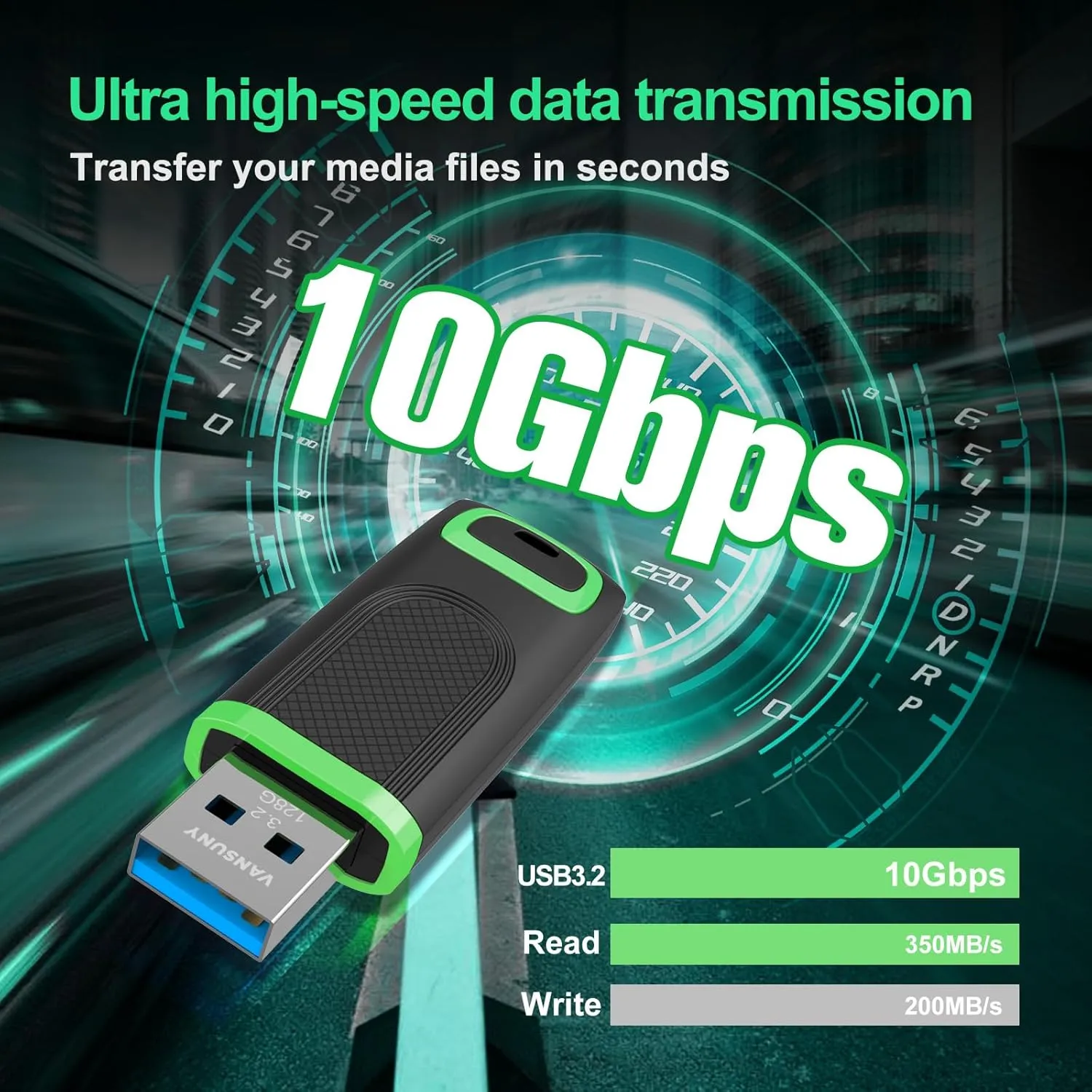 Vansuny 128GB USB 3.2 Flash Drive - 350MB/s, Super Speed Solid State USB Drive USB3.2 Gen 2 Thumb Drive USB Memory Stick Thumb Drive Jump Drive Pendrive