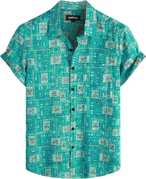 VATPAVE Mens Front Pocket Hawaiian Shirts Casual Floral Shirts Short Sleeve Button Down Beach Tropical Shirts