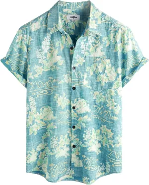 VATPAVE Mens Front Pocket Hawaiian Shirts Casual Floral Shirts Short Sleeve Button Down Beach Tropical Shirts