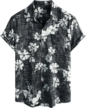 VATPAVE Mens Front Pocket Hawaiian Shirts Casual Floral Shirts Short Sleeve Button Down Beach Tropical Shirts