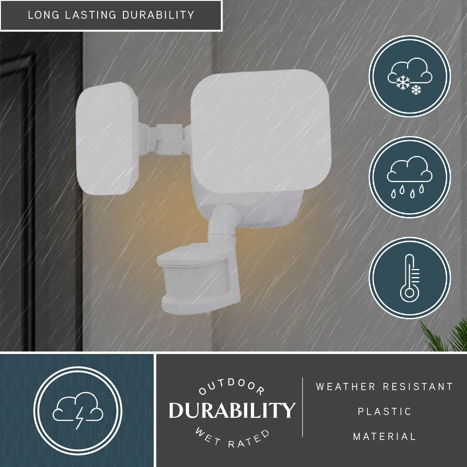 VAXCEL Theta 2 Light LED Outdoor Motion Sensor Adjustable Security Flood Light White