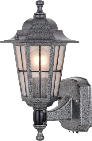VAXCEL York Textured Pewter Motion Sensor Dusk to Dawn Traditional Outdoor Wall Light with Clear Glass