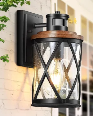 VIANIS Motion Lights for Outside, Outside Lights for House with Motion Sensor, Wood Grain Dusk to Dawn Outdoor Light Fixtures for House,Garage, Entryway, Waterproof, Anti-Rust