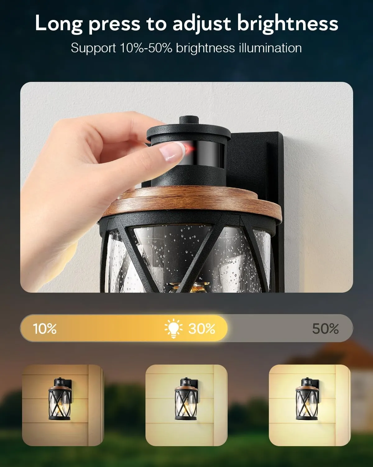 VIANIS Motion Lights for Outside, Outside Lights for House with Motion Sensor, Wood Grain Dusk to Dawn Outdoor Light Fixtures for House,Garage, Entryway, Waterproof, Anti-Rust