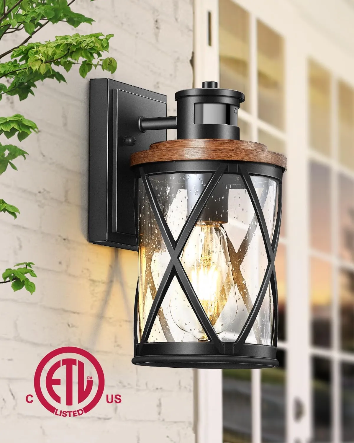 VIANIS Motion Lights for Outside, Outside Lights for House with Motion Sensor, Wood Grain Dusk to Dawn Outdoor Light Fixtures for House,Garage, Entryway, Waterproof, Anti-Rust