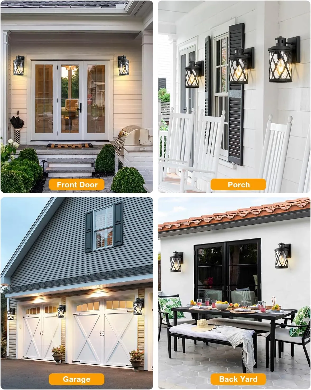 VIANIS Motion Sensor Outdoor Lights, 2 Pack Exterior Lighting Fixtures Dusk to Dawn, Black Outdoor Light Fixtures Wall Mount, Waterproof Outside Lights for House, Doorway, Porch, Anti-Rust