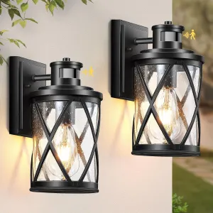 VIANIS Motion Sensor Outdoor Lights, 2 Pack Exterior Lighting Fixtures Dusk to Dawn, Black Outdoor Light Fixtures Wall Mount, Waterproof Outside Lights for House, Doorway, Porch, Anti-Rust