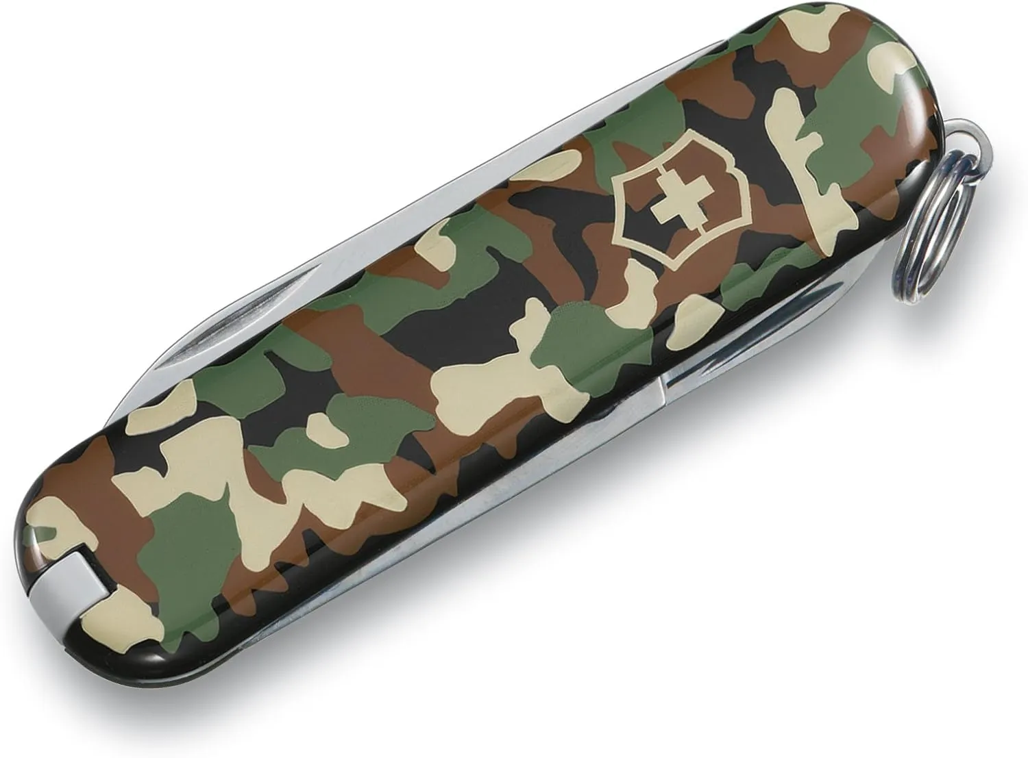 Victorinox Classic SD Swiss Army Knife, Compact 7 Function Swiss Made Pocket Knife with Small Blade, Screwdriver and Key Ring - Camo