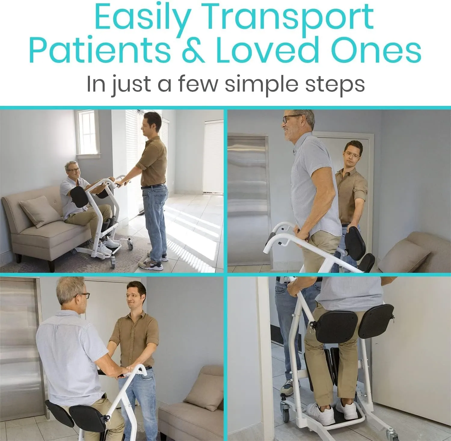 Vive Mobility Sit to Stand Patient Lift for Handicapped - Stand Assist Lift Aid for Home Care Use - Elderly Lift Assist Transfer Device - Transport Chair Stand Assist for Seniors, Adults & Disabled
