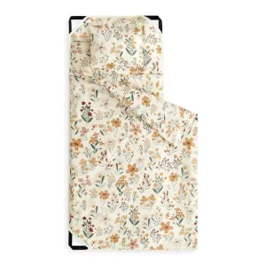 Wake In Cloud - Cot Nap Mat with Pillow and Blanket, for Toddler Kids Boys Girls in Daycare Kindergarten Preschool Pre K with Elastic Corner Straps, Floral Botanical Flowers, Orange Cream