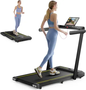Walking Pad Treadmill with 12% Incline, 4 in 1 Folding Treadmill for Home/Office with Handle Bar, 2.5HP Under Desk Treadmills Portable Walking Pad with App & Bluetooth Speaker, 0.6-10MPH