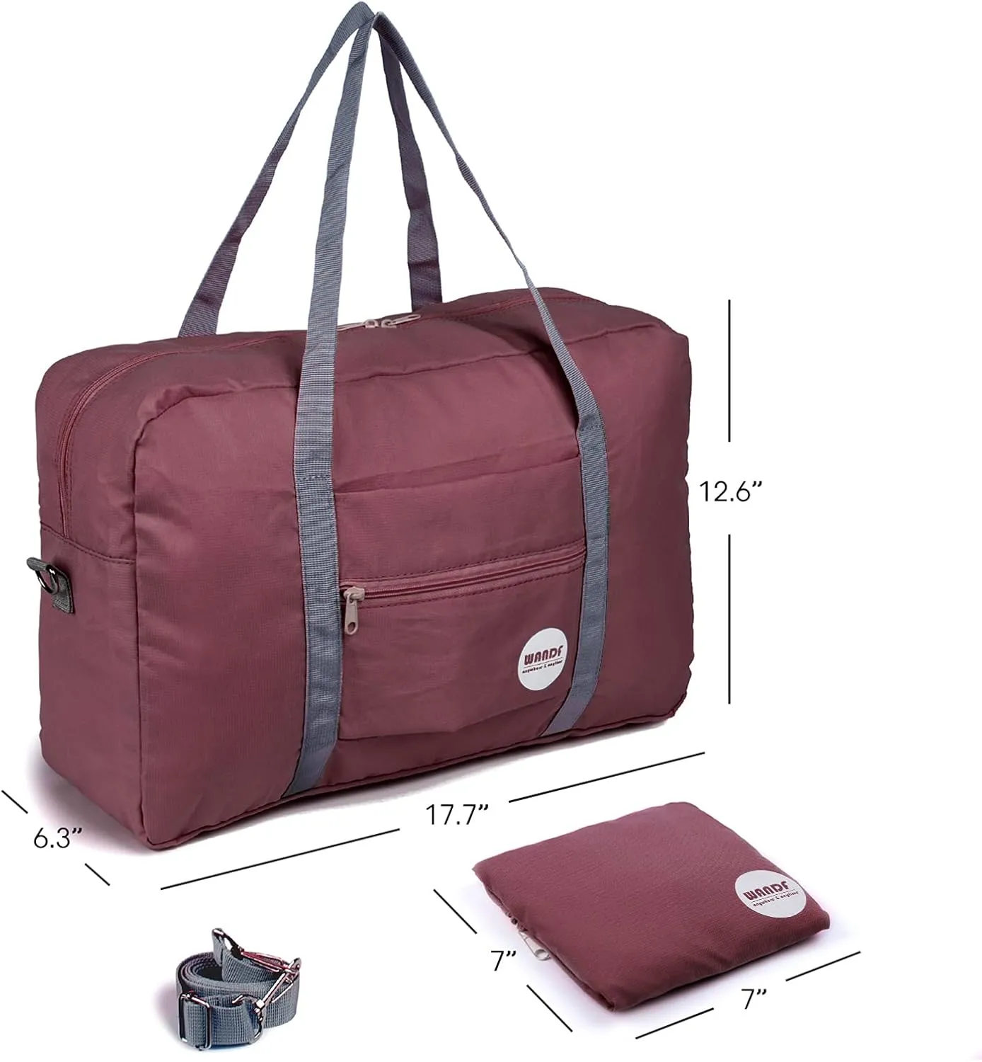 WANDF For Spirit Airlines Personal Item Bag 18x14x8 Travel Duffel Bag Underseat Foldable Carry-on Luggage for Women