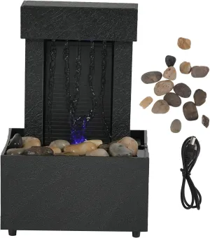 Waterfall Tabletop Fountain Wer 19×13×13 Waterfall Light Show Tabletop Water Fountain with River Rocks Color Changing Lights for Decor