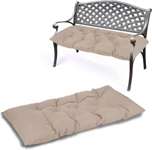 Waterproof Indoor/Outdoor Garden Bench Seat Cushions，Thicken Patio Bench Soft Rocking Chairs Pad Lounger Seat for Wicker Loveseat Settee（39.3 X 19.6 X 3.9 inch Khaki）