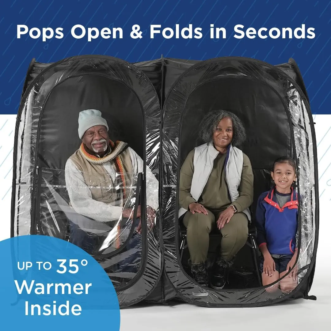 WeatherPod® The Original Shark Tank Side-by-Side™ 2-4 Person Pop-Up Pod - Stay Warm, Dry, and Out of The Sun - Weather Pod for Sports, Rain, or Wind - Simple to Set Up and Tear Down